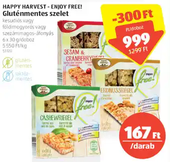ALDI Happy Harvest - Enjoy Free! Gluténmentes szelet 6 x 30 g ajánlat