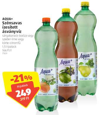 ALDI Aqua+ Szénsavas ízesített ásványvíz 1,5 l ajánlat