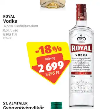 ALDI Royal Vodka 37,5% 0,5 l ajánlat