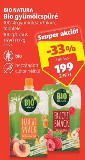 ALDI Bio Natura Bio gyümölcspüré 100 g ajánlat