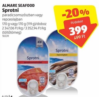 ALDI Almare Seafood Sprotni 170 g ajánlat