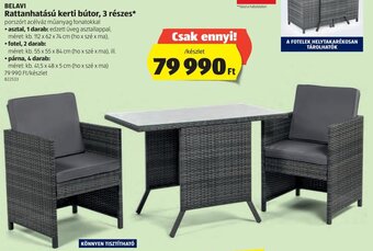 ALDI Belavi Rattanhatású kerti bútor 3 részes ajánlat