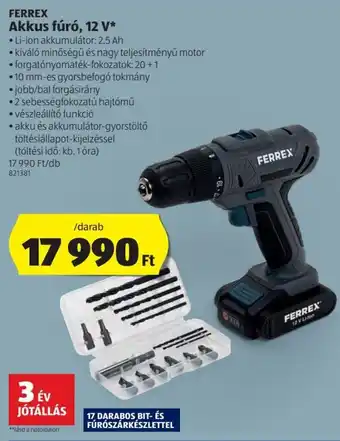 ALDI Ferrex Akkus fúró 12 v 1 db ajánlat