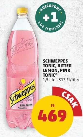 Schweppes tonic, bitter lemon, pink tonic 1,5 l
