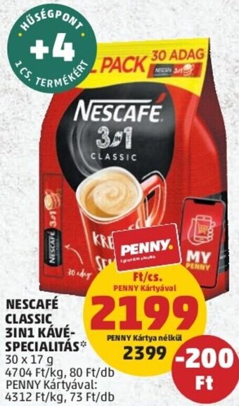 PENNY Nescafé classic 3in1 kávéspecialitás 30 x 17 g ajánlat