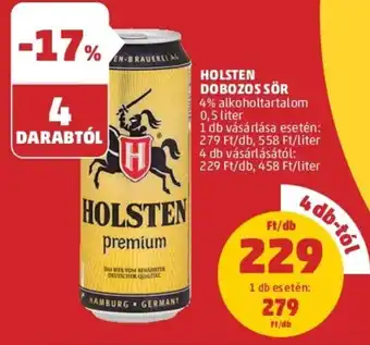 PENNY Holsten Dobozos sör 4% 0,5 l ajánlat