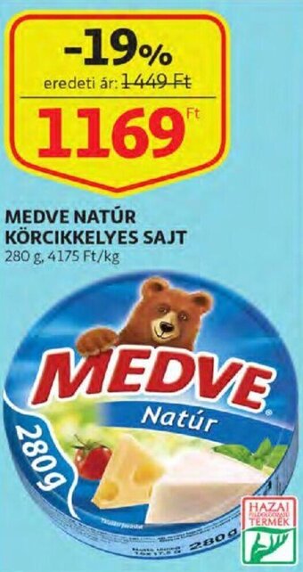 Auchan Medve Natúr körcikkelyes sajt 280 g ajánlat