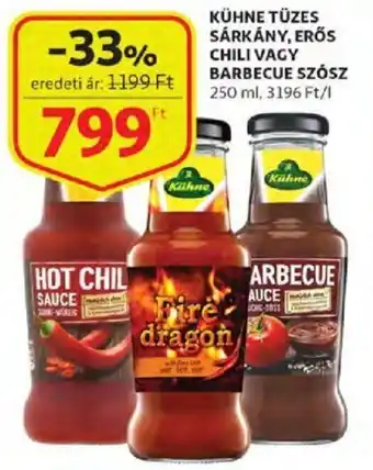 Auchan Kühne Tüzes sárkány, erős chili vagy barbecue szósz 250 ml ajánlat