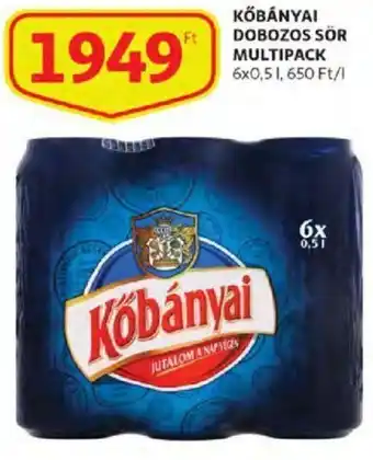 Auchan Kőbányai dobozos sör multipack 6 x 0,5 l ajánlat