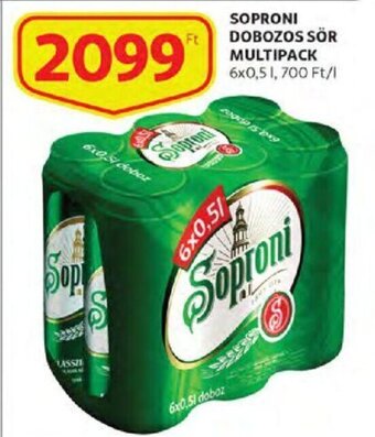 Auchan Soproni dobozos sör multipack 6 x 0,5 l ajánlat