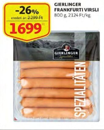 Auchan Gierlinger Frankfurti virsli 800 g ajánlat