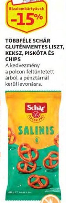 Auchan Többféle schär gluténmentes liszt, keksz, piskóta és chips ajánlat