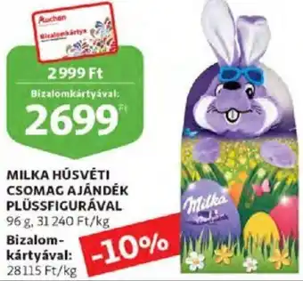 Auchan Milka Húsvéti csomag ajándék plüssfigurával 96 g ajánlat