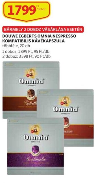 Auchan Douwe Egberts Omnia Nespresso kompatibilis kávékapszula 20 db ajánlat