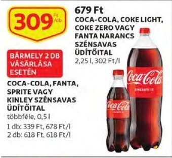 Auchan Coca-Cola, Fanta, Sprite vagy Kinley szénsavas üdítőital 0,5 l ajánlat