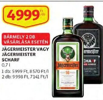 Auchan Jägermeister vagy Jägermeister scharf 0,7 l ajánlat