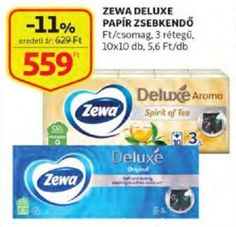 Auchan Zewa Deluxe papír zsebkendő 10 x 10 db ajánlat