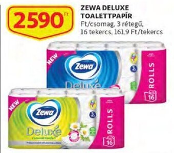 Auchan Zewa Deluxe toalettpapír 16 tekercs ajánlat