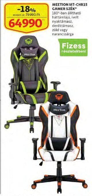 Auchan Meetion mt-chr15 gamer szék 1 db ajánlat
