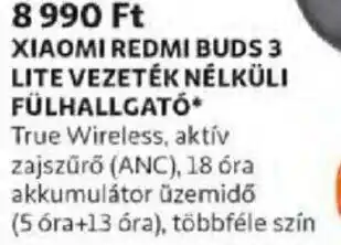 Auchan Xiaomi Redmi buds 3 lite vezeték nélküli fülhallgató 1 db ajánlat