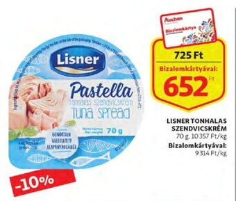 Auchan Lisner Tonhalas szendvicskrém 70 g ajánlat