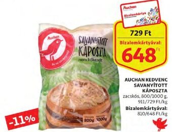 Auchan Auchan Kedvenc savanyított káposzta 800 / 1000 g ajánlat