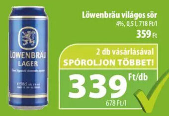 Coop Löwenbräu világos sör 4% 0,5 l ajánlat