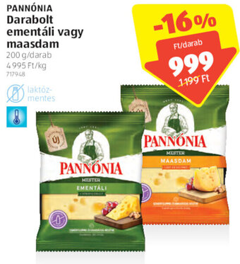 ALDI Pannónia Darabolt ementáli vagy maasdam 200 g ajánlat