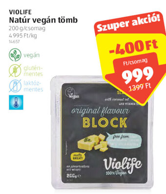 ALDI Violife Natúr vegán tömb 200 g ajánlat