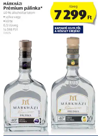 ALDI Márkházi Prémium pálinka 0,5 l ajánlat