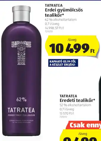 ALDI Tatratea Erdei gyümölcsös tealikőr 0,7 l ajánlat