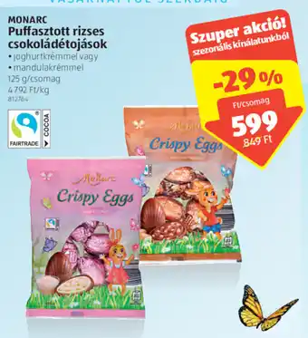 ALDI Monarc Puffasztott rizes csokoládétojások 125 g ajánlat