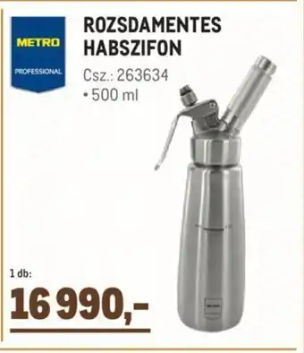 Metro Professional Rozsdamentes habszifon 1 db