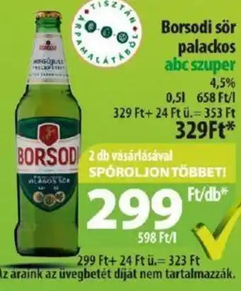 Coop Borsodi sör palackos 0,5 l ajánlat