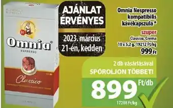 Coop Omnia Nespresso kompatibilis kávékapszula 10 x 5,2 g ajánlat