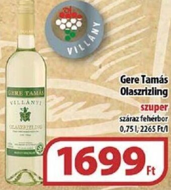 Coop Gere Tamás Olaszrizling 0,75 l ajánlat