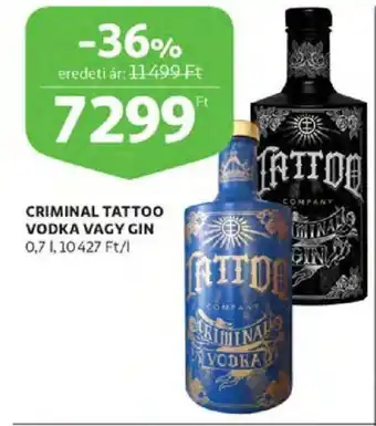 Auchan Criminal Tattoo vodka vagy gin 0,7 l ajánlat
