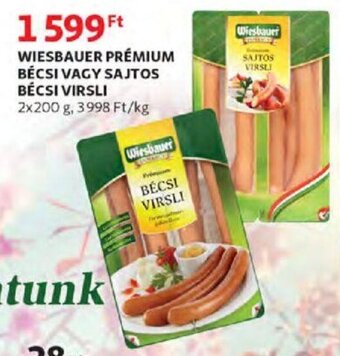 Auchan Wiesbauer Prémium bécsi vagy sajtos bécsi virsli 2 x 200 g ajánlat