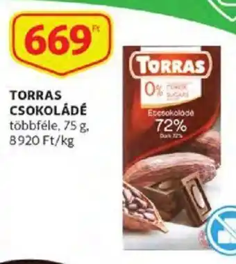 Auchan Torras csokoládé 75 g ajánlat