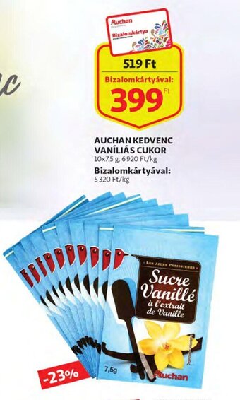 Auchan Auchan kedvenc vaníliás cukor 10 x 7,5 g ajánlat