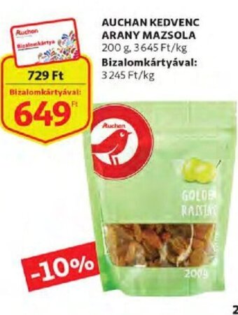 Auchan Auchan kedvenc arany mazsola 200 g ajánlat