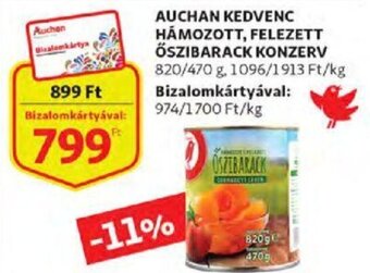 Auchan Auchan kedvenc hámozott, felezett őszibarack konzerv 470 / 820 g ajánlat