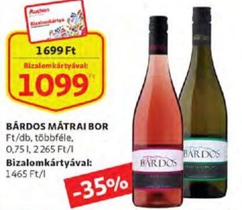 Auchan Bárdos mátrai bor 0,75 l ajánlat