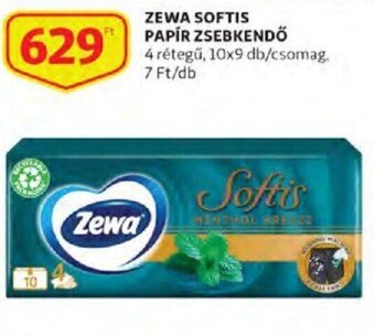 Auchan Zewa Softis papír zsebkendő 10 x 9 db ajánlat