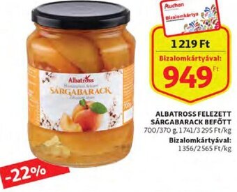 Auchan Albatross felezett sárgabarack befőtt 370 / 700 g ajánlat