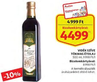 Auchan Vidék szíve tökmag étolaj 500 ml ajánlat