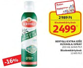 Auchan Bertolli extra szűz olívaolaj spray 200 ml ajánlat