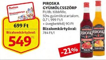 Auchan Piroska gyümölcsszörp 0,7 l ajánlat
