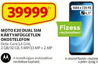Moto e20 dual sim kártyafüggetlen okostelefon 1 db