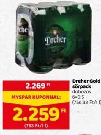 Spar Dreher gold sörpack 6 x 0,5 l ajánlat